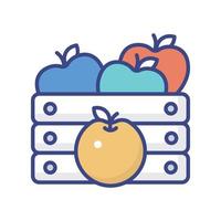 Fruits Basket vector filled outline icon style illustration. EPS 10 file