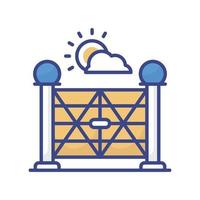 Farm Gate vector filled outline icon style illustration. EPS 10 file