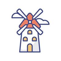 Flour Mill vector filled outline icon style illustration. EPS 10 file