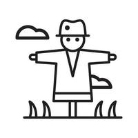 Scarecrow vector outline icon style illustration. EPS 10 file