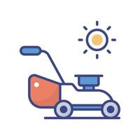 Lawn Mover vector filled outline icon style illustration. EPS 10 file