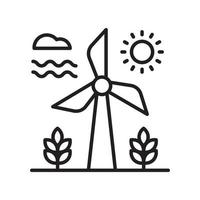 Wind Fan vector outline icon style illustration. EPS 10 file