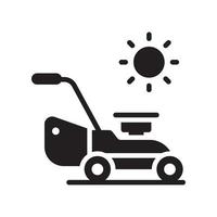 Lawn Mover vector Solid icon style illustration. EPS 10 file