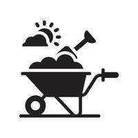 Wheel barrow  vector Solid icon style illustration. EPS 10 file