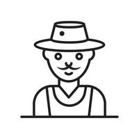 Farmer vector outline icon style illustration. EPS 10 file