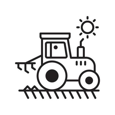 Cultivator vector outline icon style illustration. EPS 10 file