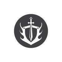 Black Sword War Defend Logo Vector Illustration