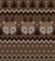 Knitted Christmas and New Year pattern. Wool Knitting Sweater Design. Wallpaper wrapping paper textile print. Eps 10 vector