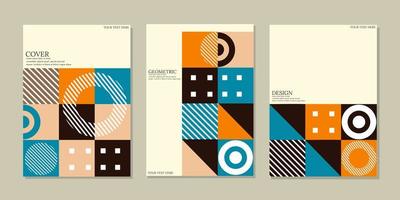 Set of geometric covers. Simple and modern cover collection. Abstract shapes compositions. Vector cover book