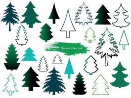 Vector set of different coniferous trees.