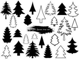 Vector set of different coniferous trees.