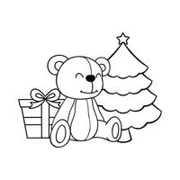 Bear Christmas isolated on white background. vector