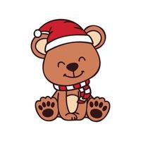 Bear Christmas isolated on white background. vector