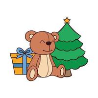Bear Christmas isolated on white background. vector