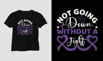 not going down without a fight - World Cancer Day Design with Ribbon, Sign, Love, Fist, and Butterfly vector