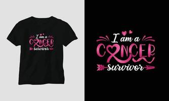 soy un sobreviviente de cáncer - diseño del día mundial del cáncer con cinta, signo, amor, puño y mariposa vector