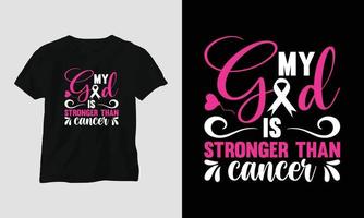 mi dios es más fuerte que el cáncer: diseño del día mundial contra el cáncer con cinta, signo, amor, puño y mariposa vector