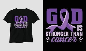 mi dios es más fuerte que el cáncer: diseño del día mundial contra el cáncer con cinta, signo, amor, puño y mariposa vector