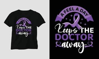 a feel a day keeps the doctor away - World Cancer Day Design with Ribbon, Sign, Love, Fist, and Butterfly vector