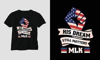 Martin Luther King jr. Day t-shirt Design in USA theme with ribbon, fist, flag vector