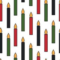 Simple minimalist outline lineal color icon of Kwanzaa sSimple minimalist Kwanzaa seamless pattern background with icon of Kwanzaa seven candles - Mishumaa Sabaa. Vector ornament, Kwanza backdrop