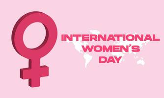 pancarta del día internacional de la mujer con símbolo de mujer sobre fondo rosa. ilustración vectorial vector