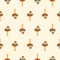 Retro 70s 60s  Hippie Mushrooms  Groovy Flower  vector seamless pattern. Boho retro colours whimsical fly agaric dark background fungus surface design.