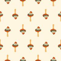 Retro 70s 60s  Hippie Mushrooms  Groovy Flower  vector seamless pattern. Boho retro colours whimsical fly agaric dark background fungus surface design.