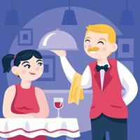 Character Focused Food Server vector