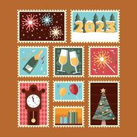 Set of New Year Stamps vector