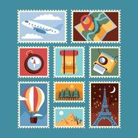 Set of Travelling Stamps vector