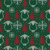 Knitted Christmas and New Year pattern. Wool Knitting Sweater Design. Wallpaper wrapping paper textile print. Eps 10 vector