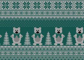 Knitted Christmas and New Year pattern. Wool Knitting Sweater Design. Wallpaper wrapping paper textile print. Eps 10 vector
