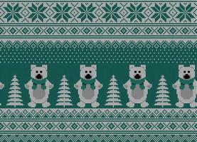 Knitted Christmas and New Year pattern. Wool Knitting Sweater Design. Wallpaper wrapping paper textile print. Eps 10 vector