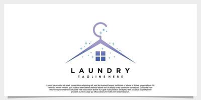 laundry logo design with hanger concept vector