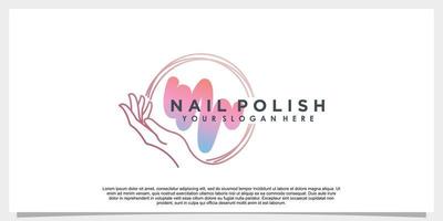 nail polish logo design with hand and circle concept vector