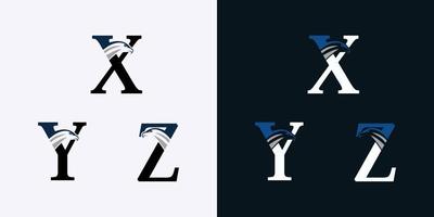 conjunto de diseño de logotipo de letra con concepto de cabeza de águila vector