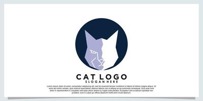 diseño de logotipo de cabeza de gato con concepto abstracto vector