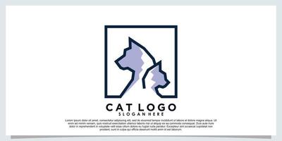 head cat logo design with absract concept vector