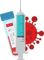 A positive test and a vaccine for the virus. Image of the virus in the background vector