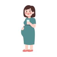Pregnant woman drinking water vector