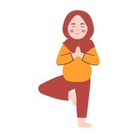 mujer embarazada haciendo yoga vector