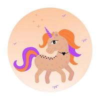 Unicorn and moon, colorful illustration vector