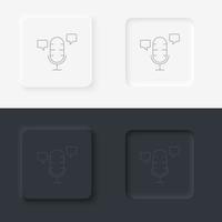 Microphone, smart, chat bobble icon - Vector. Artificial intelligence neumorphic style vector icon set