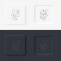 Mechanism, robot, man icon - Vector. Artificial intelligence neumorphic style vector icon set