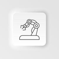 Hand, robotic, arm icon - Vector. Artificial intelligence neumorphic style vector icon on white background