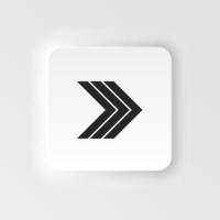 Arrow neumorphic style vector icon. Vector illustration of arrow icon on white background. Neumorphism, neumorphic style icon