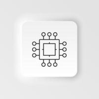 Processor, chip icon - Vector. Artificial intelligence neumorphic style vector icon on white background