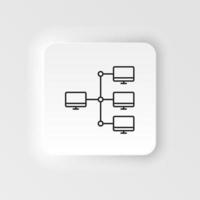 Servers, computers icon - Vector. Artificial intelligence neumorphic style vector icon on white background