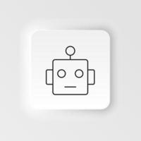 Smart, robot icon - Vector. Artificial intelligence neumorphic style vector icon on white background